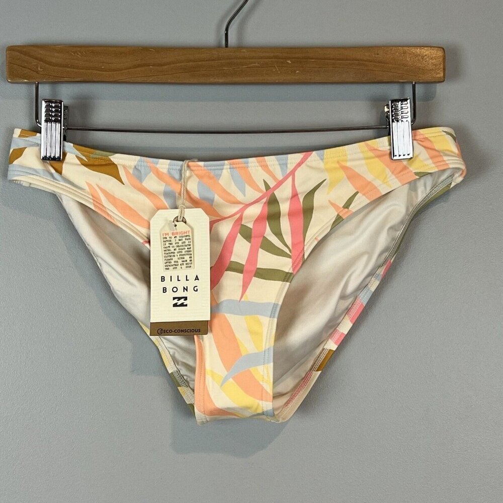 Billabong Classic Print Lowrider Bikini Bottoms Full Coverage‎ Large NWT